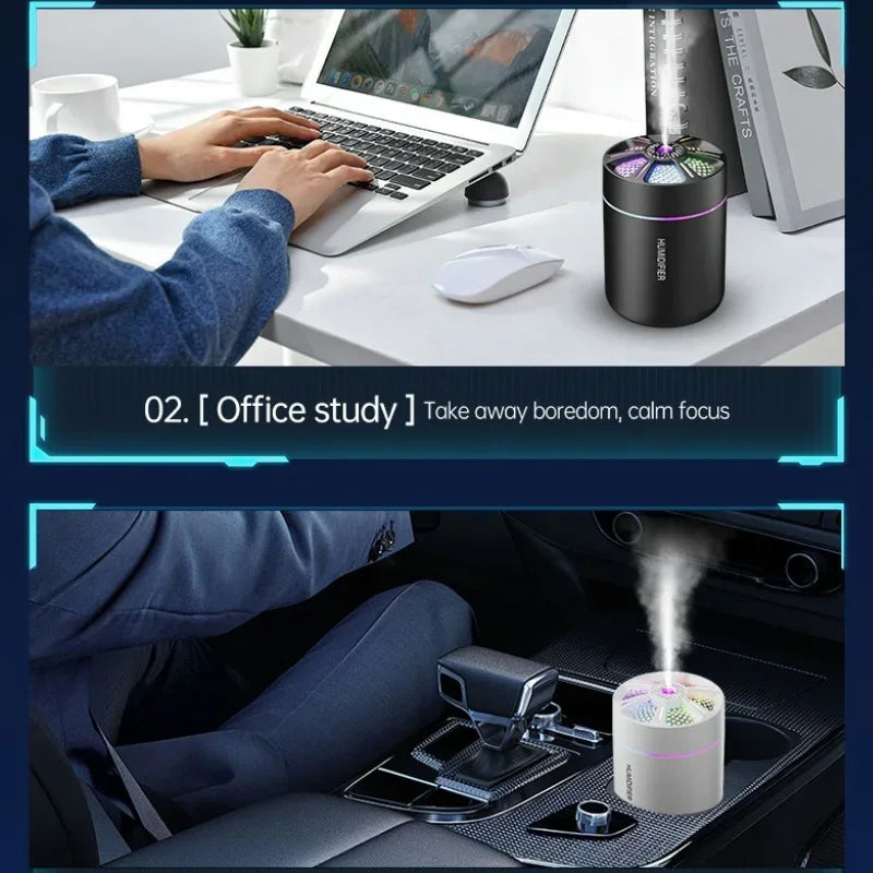 Mini 180ML Aroma Diffuser & Humidifier – Colourful LED Lights for Home & Car