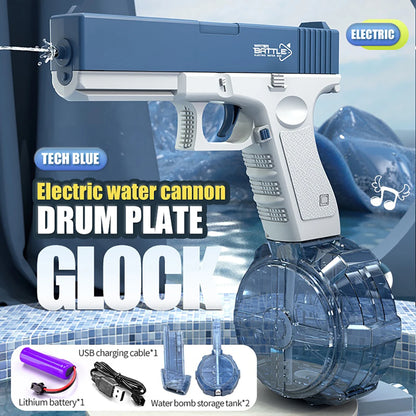 Rechargeable Electric Water Gun with Automatic and Manual Spray Modes, Effective Range up to 32 Feet for All Ages